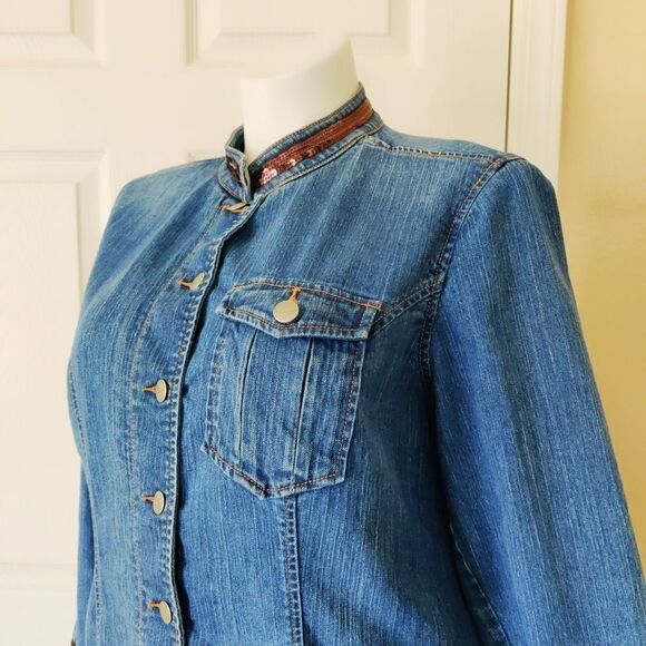 Venezia sequins embellished denim jacket sz 14/16 - Picture 4 of 8